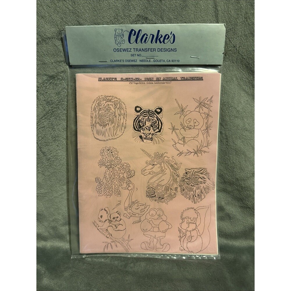 80s Clarke's Osewez Needle Transfer Designs Iron On Animal